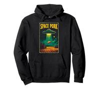 Space Pork - Retro Alien Pig Abduction Opera d'arte Felpa con Cappuccio