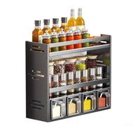 Space - Portaspezie da parete in alluminio, con scomparti regolabili e installazione senza fori, per organizzare erbe e condimenti in cucina, colore: canna di fucile (E)