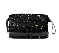 Space Rocket Planet Stars - Beauty case a doppio strato, per donne e ragazze, trousse da viaggio per trucchi, pratica borsa organizer con scomparto per pennelli, Multi, 27x15x14 cm/10.6x5.9x5.5 in,