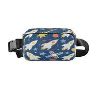 Space Rocketing Satellite Star Blu Scuro Moda Marsupio Marsupio per le donne d'affari Resistente all'acqua con Cinghia Regolabile per Viaggi Shopping Corsa bolso de lado para