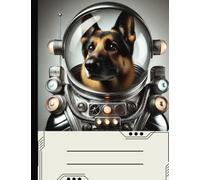 Space Rover Retro Dog Astronaut German Shepherd College Ruled Composition Notebook