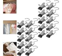 Space-Saving Clothes and Hat Storage Hook,Upgrade Multipurpose Stainless Steel Hanger Clips,Heavy Duty Clothespins Hanging Hooks Clips,Portable 360° Rotating Clothes Hat Storage Hook (Black 20Pcs)