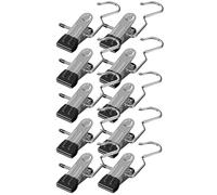 Space-Saving Clothes and Hat Storage Hook,Upgrade Multipurpose Stainless Steel Hanger Clips,Heavy Duty Clothespins Hanging Hooks Clips,Portable 360° Rotating Clothes Hat Storage Hook (Black 10Pcs)