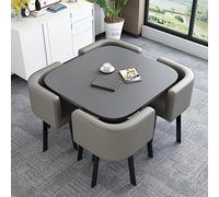 Space-Saving Coffee Table Set for Business Meetings - Light Grey Conference Room Table & Chair Perfect for Small Offices Negotiation Spaces and Collaboration Areas
