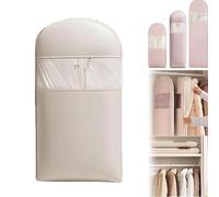 Space Saving Hanging Garment Bag with Self Compression Zipper, Space Saving Garment Bags, Dust Cover Clothes Bags For Down Coat, for Closet Storage (beige, L)