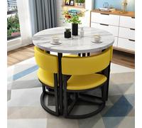 Space Saving Round Dining Table Set per 4 tavoli e sedie a basso profilo, ideale per Living Room Kitchen Conference Room Compact Furniture Solution A13