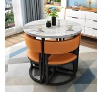 Space Saving Round Dining Table Set per 4 - Tavoli e sedie a basso profilo per Living Room Kitchen Conference Room Reception Room - Design compatto ed elegante