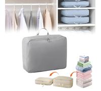Space Saving Self Compression Organizer, Ultra Space Saving Storage Tote, 2024 New Bedroom Clothes Storage Bags with Zipper, Heavy Duty Moving Bags, For Comforters, Clothes, Blankets (Gray,16*5*12in)