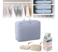 Space Saving Self Compression Organizer, Ultra Space Saving Storage Tote, 2024 New Bedroom Clothes Storage Bags with Zipper, Heavy Duty Moving Bags, For Comforters, Clothes, Blankets (Blue,16*7*12in)