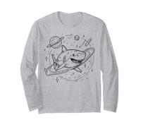 Space Shark Pianeta Anelli Stelle Universo Explorer Maglia a Manica