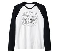 Space Shark Pianeta Anelli Stelle Universo Explorer Maglia con Maniche Raglan