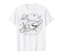Space Shark Pianeta Anelli Stelle Universo Explorer Maglietta