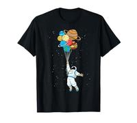 Space Shirt Astronauta Holding Planet Balloons Sistema Solare Maglietta
