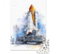 Space Shuttle Watercolor Art Print Puzzle Impossibili 1000Pcs Decorazione Per La Casa. Giochi Rilassamento E Intelligence Per Adulti E Ragazzi Da 14 Anni 52x38cm/1000pcs
