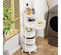 Space-Sing Round Troly - Portaverdure a 5 ripiani con ruote a 360°, per frutta, verdura e patate, grande e rabbia