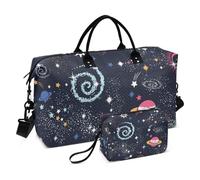Space Star Sun Moon - Borsone da viaggio grande da viaggio per la notte, borsa sportiva da palestra con borsa da toilette per allenamento, set da 2 pezzi, Spazio Stella Sole Luna Spazio Esterno, 1