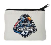 Space Station Mission to Mars and Earth - Portamonete in neoprene, 10 x 11 cm, colore: Bianco