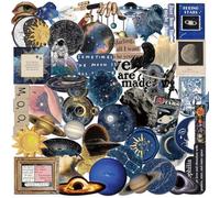 Space Sticker per computer portatile (50 pezzi), regalo per bambini, adolescenti, adulti, spazio trasparente, impermeabile, in vinile per auto, moto, bagagli, scrapbooking, skateboard, chitarra