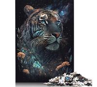 Space Tiger Flowers 1000 Puzzle per Adulti Relax Challenge Puzzle Difficili per Bambini dai 12 Anni in su Regalo di Natale 1000 pezzi (75x50 cm)