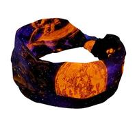 Space Venus Saturno Jupiter Moon Fascia per capelli da donna, turbante ampio, fascia per capelli antiscivolo, fascia elastica per sudore, yoga, allenamento, morbida bandana per capelli