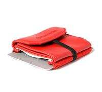 Space Wallet 2.0 - Portafoglio compatto, in vera pelle, con tasca portamonete e laccio in tessuto elastico; pratico, sottile, leggero, dimensioni: 5,5 cm x 7 cm, Sweet Chili 2.0 Pull (Rosso) - 167