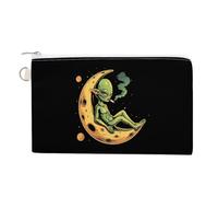 Space Weed Smoking Moon Alien portamonete carino cambiamento sacchetto portafoglio pochette con cerniera, Stile:, Taglia unica