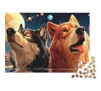 Space Wolves Howling Puzzle Impossible 1000Pcs Decorazione Per La Casa. Rilassamento E Intelligence Per Adulti E Bambini Da 12 Anni 52x38cm/1000pcs