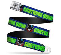 `Space Your Face Silver/Black - 1.0`` Seatbelt Belt - Grateful Dead... ACC NUOVO