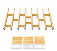 SpaceAid Bamboo Drawer Dividers with Inserts and Labels, Kitchen Adjustable Drawer Organizers, Expandable Organization for Home, Office, Dressers and Bathroom, 8 Dividers with 18 Inserts (17-22 in)