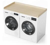 SpaceAid Copertura in legno per lavatrice e asciugatrice, con bordo, 137,2 cm di larghezza x 69,8 cm di profondità, organizer per lavatrice e asciugatrice, cesto portabiancheria (rovere)