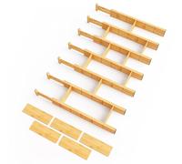 SpaceAid Divisori per cassetti in bambù con inserti ed etichette, organizer regolabili per cassetti da cucina, organizzazione espandibile per casa, ufficio, cassettiere, 7 divisori con 15 inserti