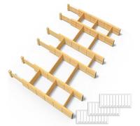 SpaceAid Divisori per cassetti in bambù con inserti ed etichette, organizer regolabili per cassetti da cucina, organizzazione espandibile per casa, ufficio, comò e bagno, 6 divisori con 12 inserti