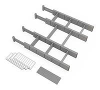 SpaceAid Divisori per cassetti in bambù con inserti ed etichette, organizer regolabili per cassetti da cucina, organizzazione espandibile per casa, ufficio, cassettiere, 4 divisori con 9 inserti (43,2