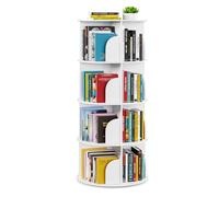 SpaceAid Lazy Susan - Libreria girevole a 4 livelli, libreria girevole a 360 gradi, girevole a 360°, girevole verticale, organizer angolare a spirale, bianco