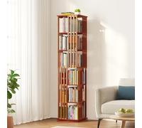 SpaceAid Libreria rotante a 6 ripiani, in bambù, girevole a 360 gradi, girevole a 360 gradi, girevole verticale, organizer angolare a spirale (noce a 6 livelli)