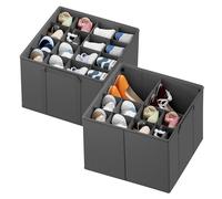 SpaceAid Organizer per scarpe per armadio, confezione da 2 contenitori pieghevoli per scarpe con divisori regolabili, adatti per 16-32 paia, grigio