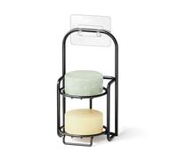 SpaceAid Portasapone a 2 livelli per shampoo, per doccia, autodrenante, per parete del bagno e lavello della cucina, portasapone in acciaio inox (nero)