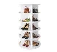 SpaceAid Scarpiera girevole a 5 livelli, espositore per scarpe Lazy Susan, 360 gradi, giostra rotonda, organizer verticale (bianco)