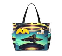 Spacecraft Descend - Borsa da viaggio multifunzionale da spiaggia, multi tasca, design alla moda, adatta per vari luoghi all'aperto