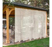 SpaceDresser Tende trasparenti impermeabili per esterni, per patio, 2 pannelli, con tasca per asta, per interni, in voile, per soggiorno, 254 x 244 cm, avorio