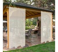 SpaceDresser Tende trasparenti impermeabili per esterni, per patio, 2 pannelli, con tasca per asta, per interni, in voile, per soggiorno, 132 x 213 cm (larghezza x lunghezza), avorio
