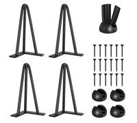 SPACEEUP Gambe per tavolo da 40,6 cm, 4 gambe per scrivania da caffè con protezioni per pavimenti in gomma, capacità di carico 399,2 kg, gambe per mobili in metallo nero resistente, 3 aste, per panca