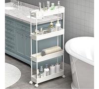 SAKA Carrello portaoggetti sottile, a 4 ripiani, per bagno, cucina, lavanderia, spazi stretti, colore: bianco