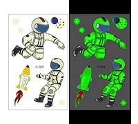 Spaceman Space Tatuaggi temporanei Adesivi in resina luminosi che brillano al buio, riempitivi, artigianato