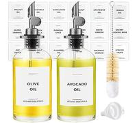 Spaceneat Bottiglia Olio con Dosatore, Porta Olio da Cucina, Oliera Vetro Salvagoccia, Dosatore Olio con Pompa Dosatrice, Oliera e Acetiera Acciaio Contenitore Olio, Set di 2 Oliera da Tavola, Argento