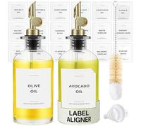 Spaceneat Bottiglia Olio con Dosatore, Porta Olio da Cucina, Oliera Vetro Salvagoccia, Dosatore Olio con Pompa Dosatrice, Oliera e Acetiera Acciaio, Contenitore Olio, Set di 2 Oliera da Tavola, Oro