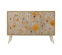 SPACEREBELS Cassettiera Moderna 111x57,3x42 Comò con immagini stampate Comodino con ripiani Design Contemporaneo mobili soggiorno 2 Ante motivo naturale fiori foglie