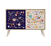 SPACEREBELS Cassettiera Moderna 111x57,3x42 Comò con immagini stampate Comodino con ripiani Design Contemporaneo mobili soggiorno 2 Ante motivo naturale fiori foglie