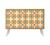 SPACEREBELS Cassettiera Moderna 111x57,3x42 Comò con immagini stampate Comodino con ripiani Design Contemporaneo mobili soggiorno 2 Ante motivo naturale fiori foglie