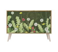 SPACEREBELS Cassettiera Moderna 111x57,3x42 Comò con immagini stampate Comodino con ripiani Design Contemporaneo mobili soggiorno 2 Ante motivo naturale fiori foglie